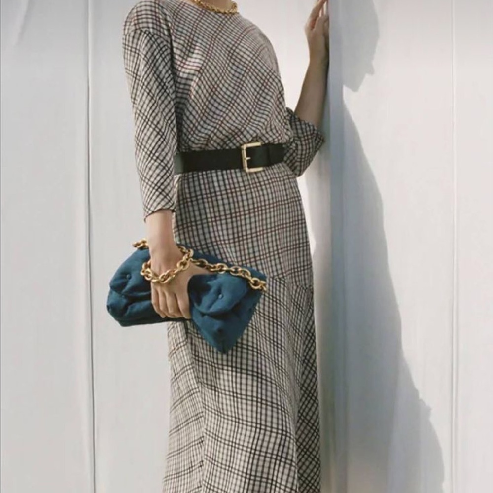 Zara asymmetric plaid dress